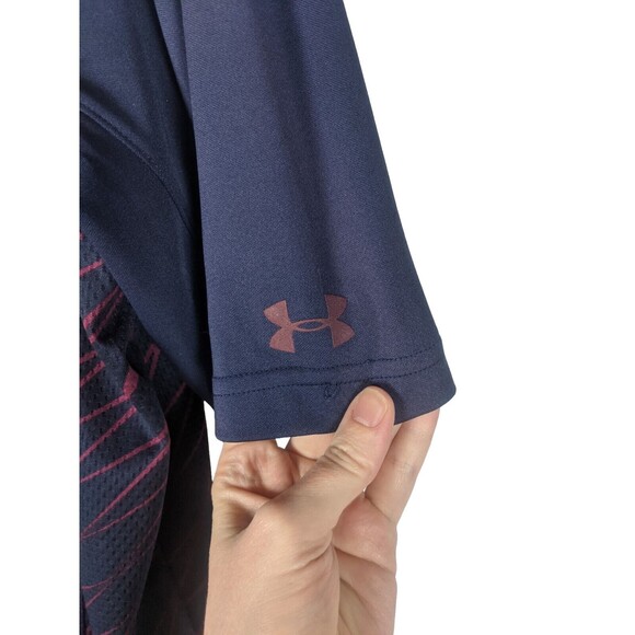 Under Armour Polo M Loose Fit Blue West Virginia Short Sleeve Golf Athletic - Picture 4 of 7